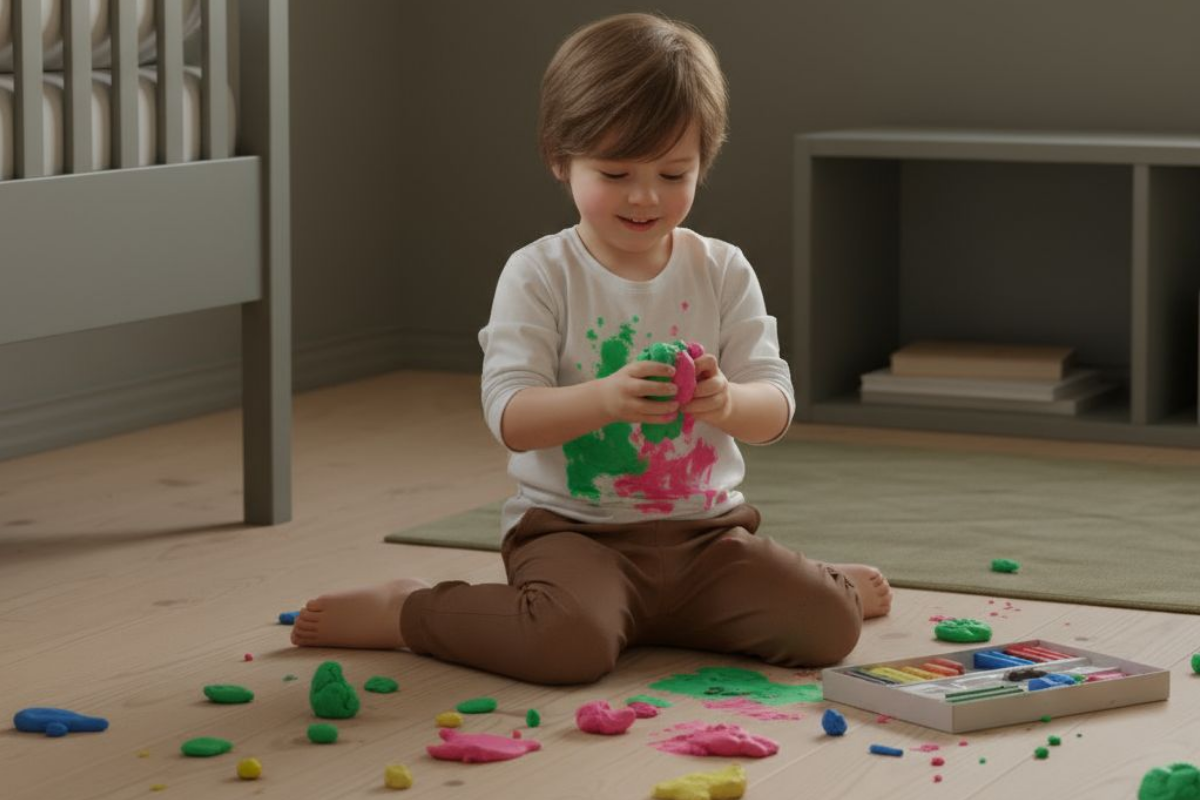 Творческие безумства: как всего за 10 минут избавиться от пластилина на полу