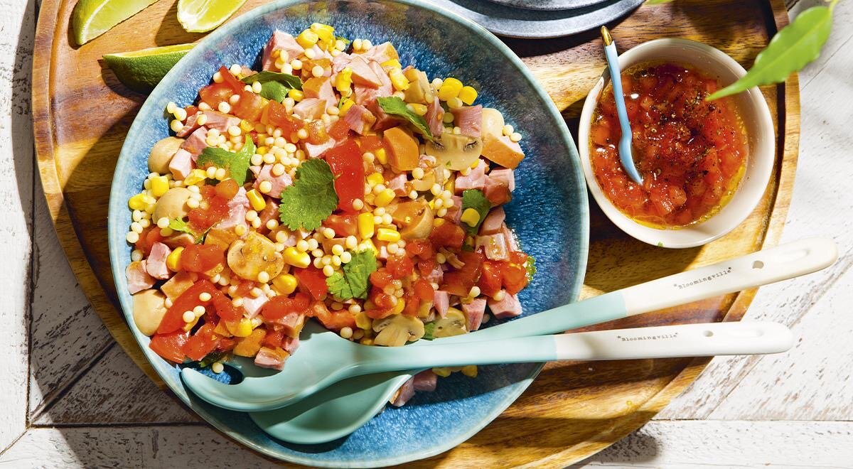 Салат из копченой индейки с птитимом и кукурузой: идеальное решение для пикника