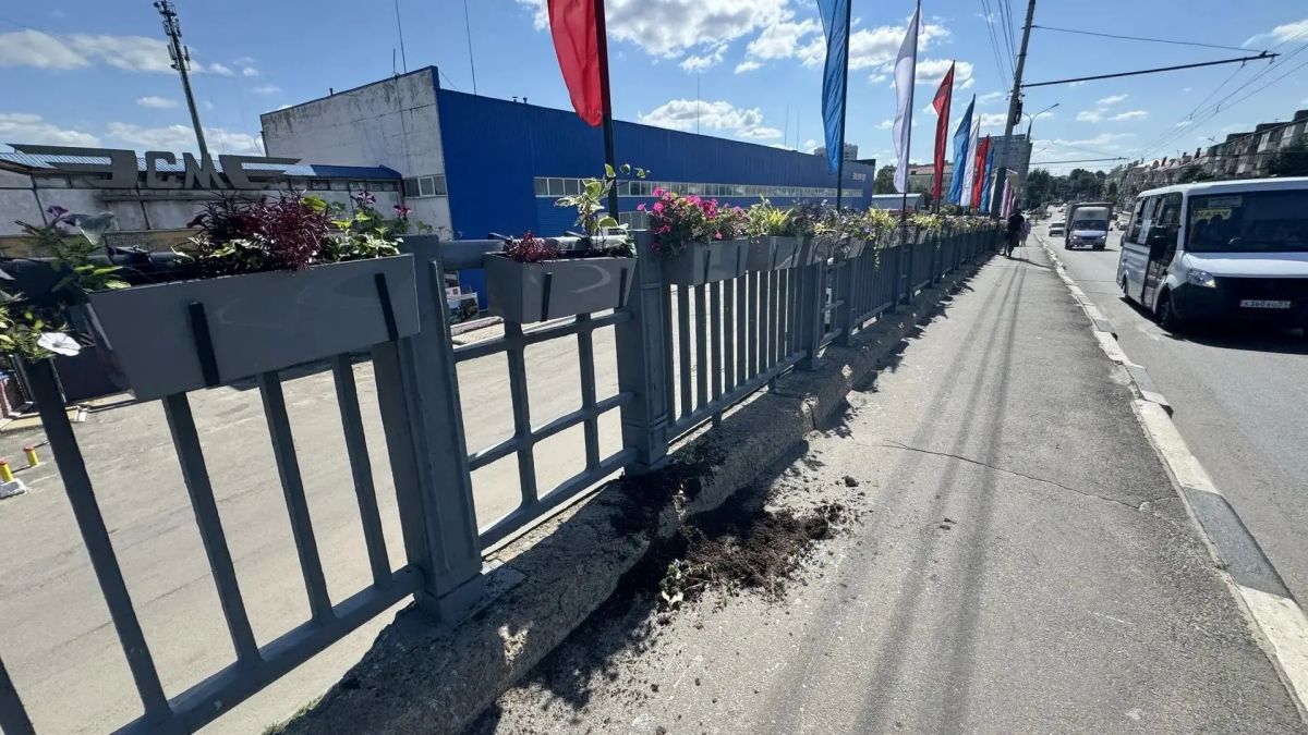 В Орле на Герценском мосту снова повредили цветочные кашпо В Орле на Герценском мосту снова повредили цветочные кашпо