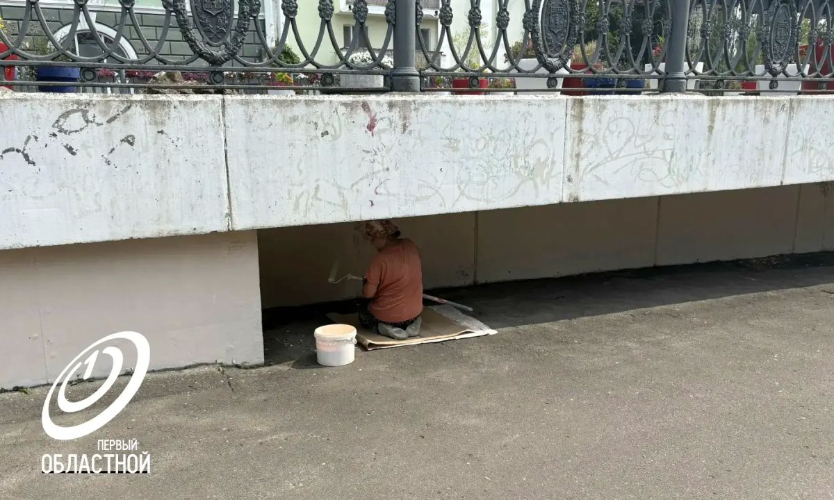Свежевыкрашенные стены Александровского моста изуродовали Свежевыкрашенные стены Александровского моста изуродовали